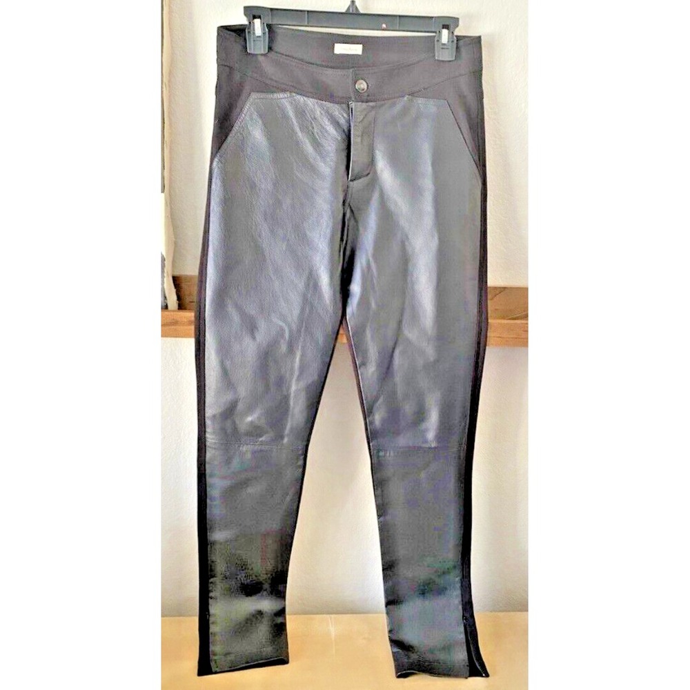 Goth Vampy Neiman Marcus Streetwear Black Leather Blend Front‎ Pants SZ M